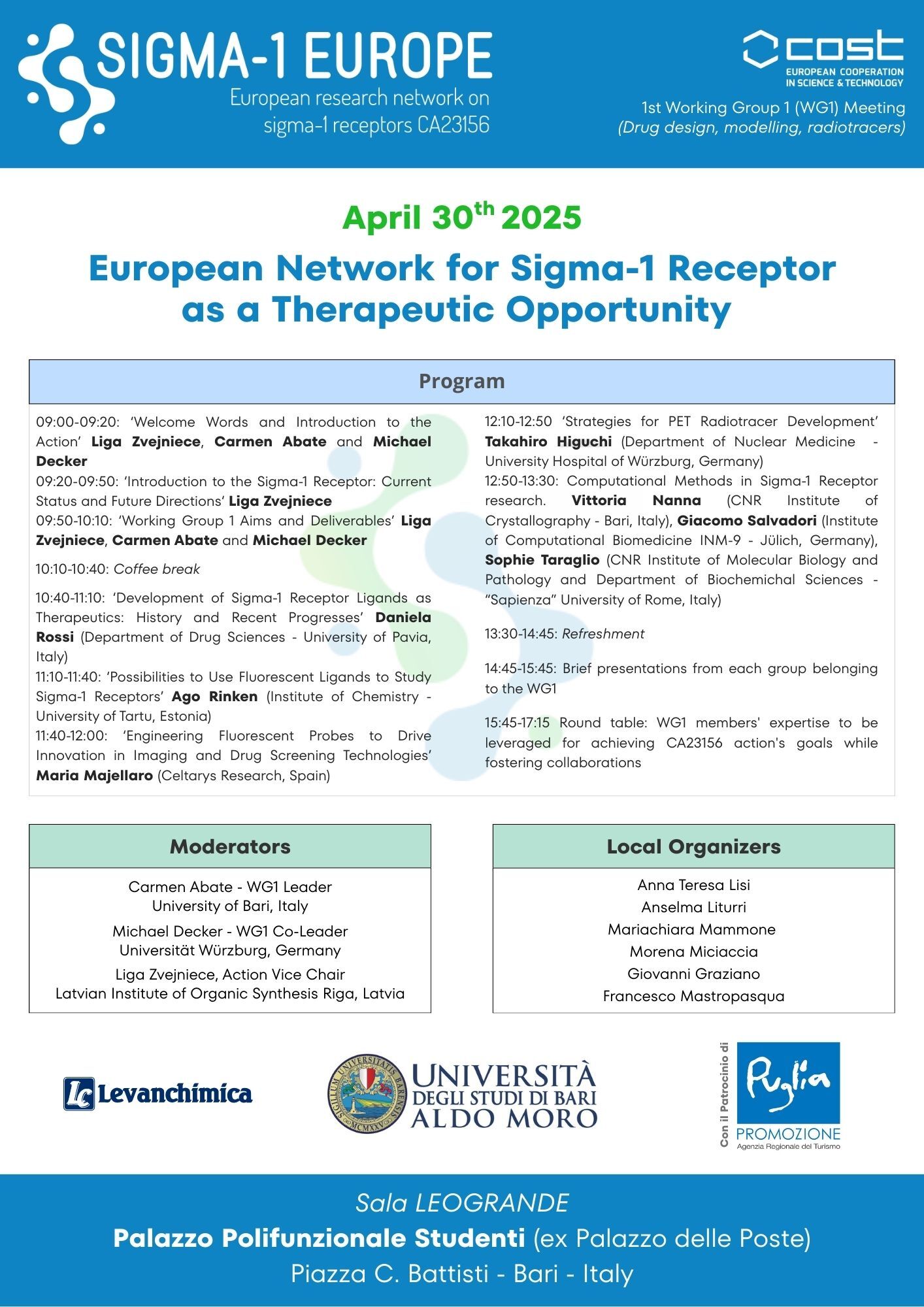 WG1 Meeting – European Network for Sigma-1 Receptor as a Therapeutic Opportunity